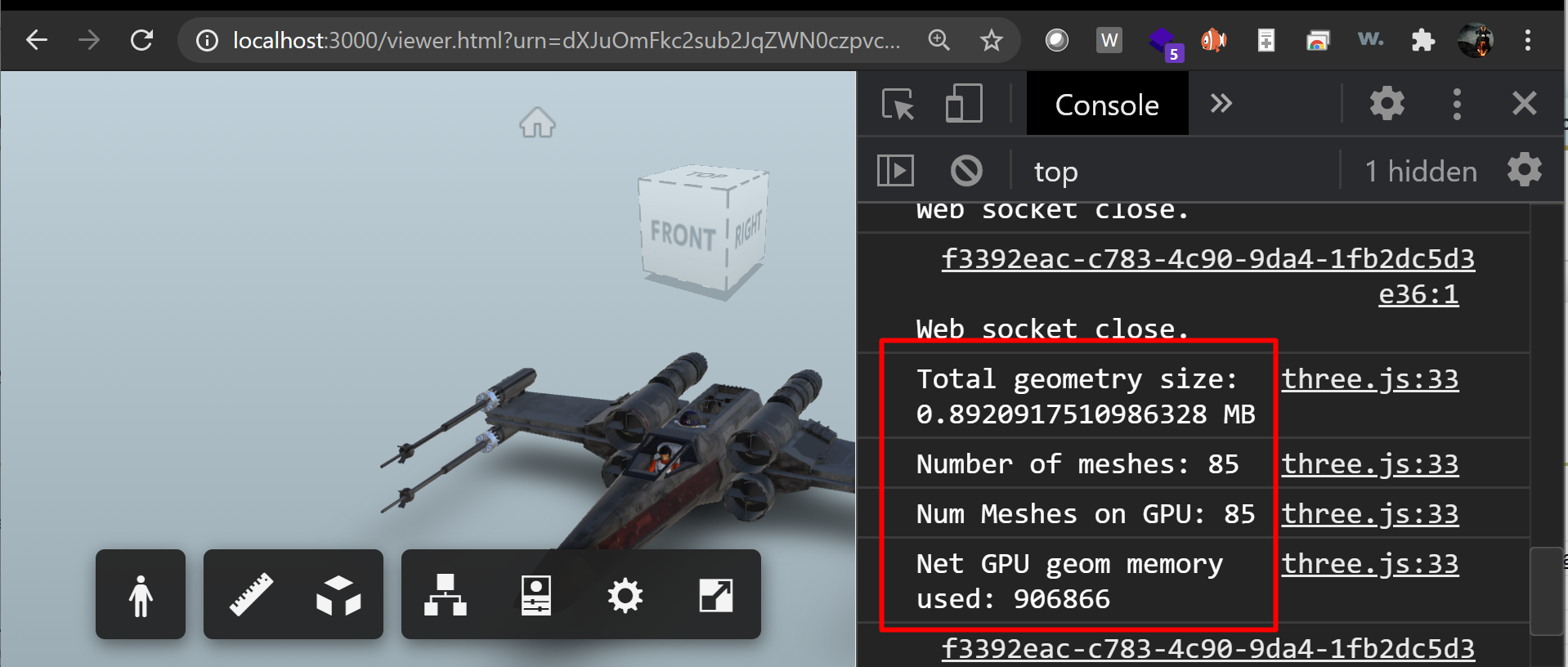 SVF2 geometry stats output in console