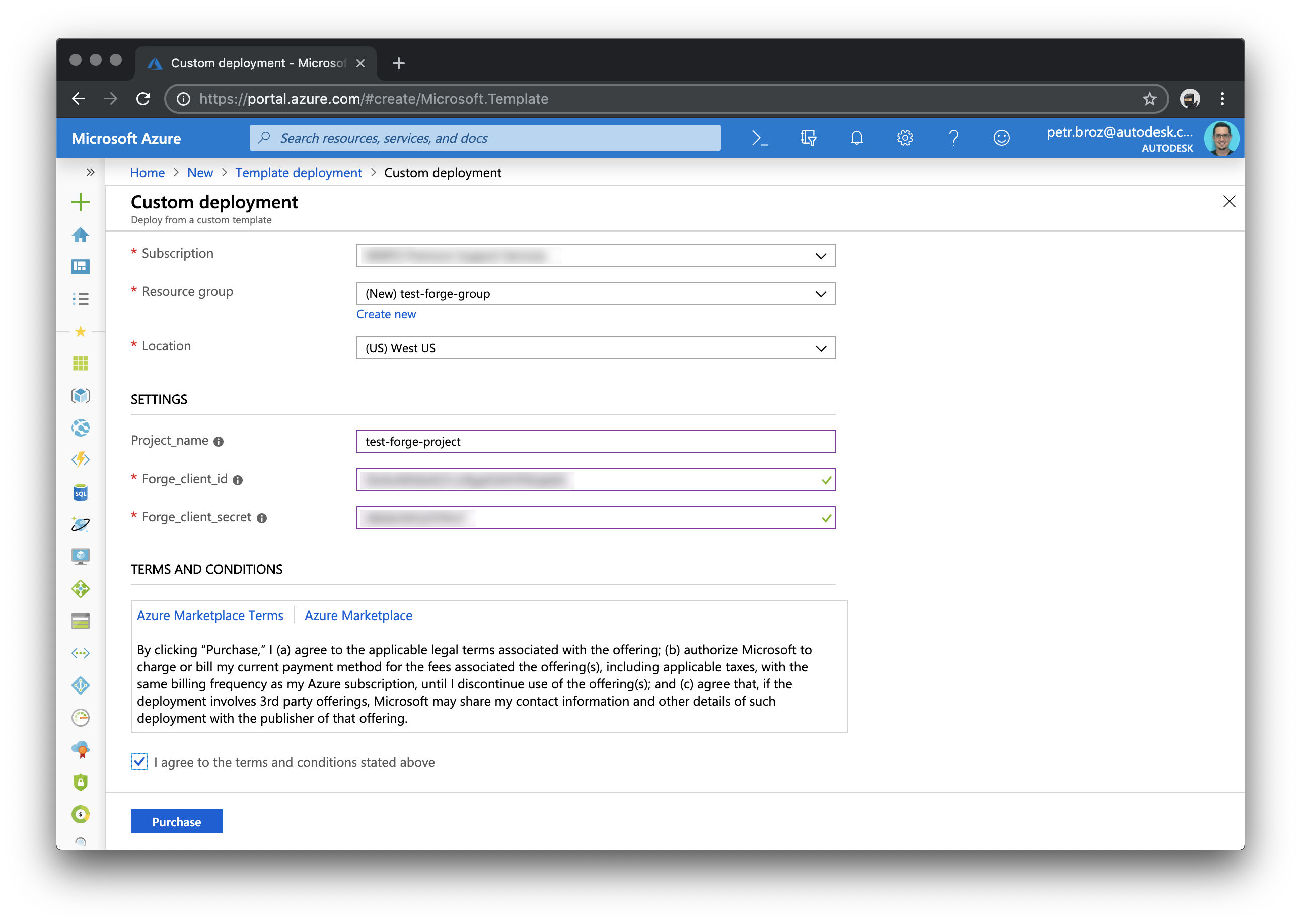 Custom deployment parameters.