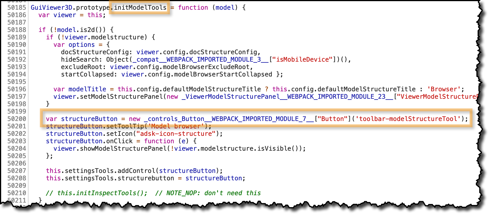 initModelTools function