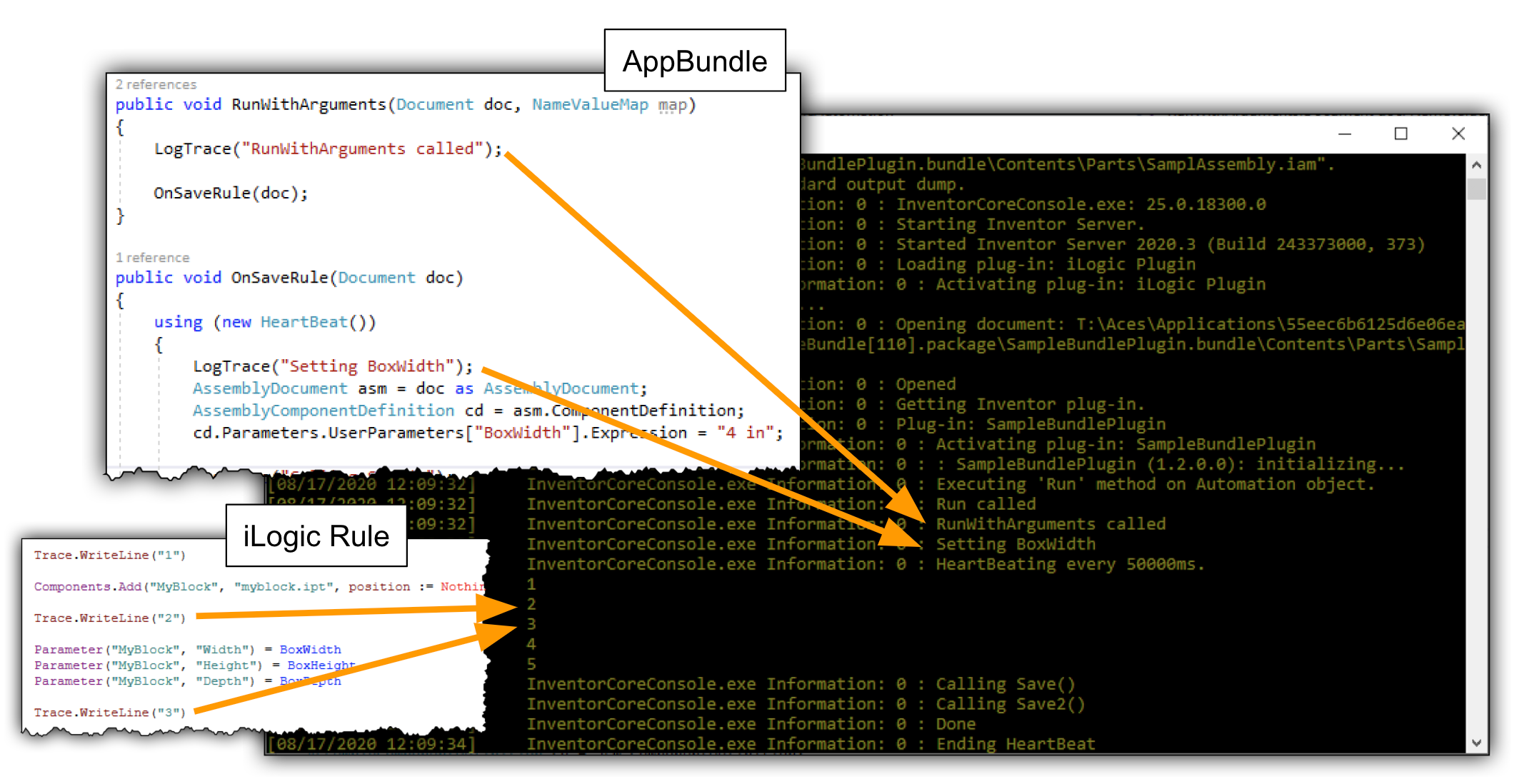 Trace messages from AppBundle and iLogic Rules