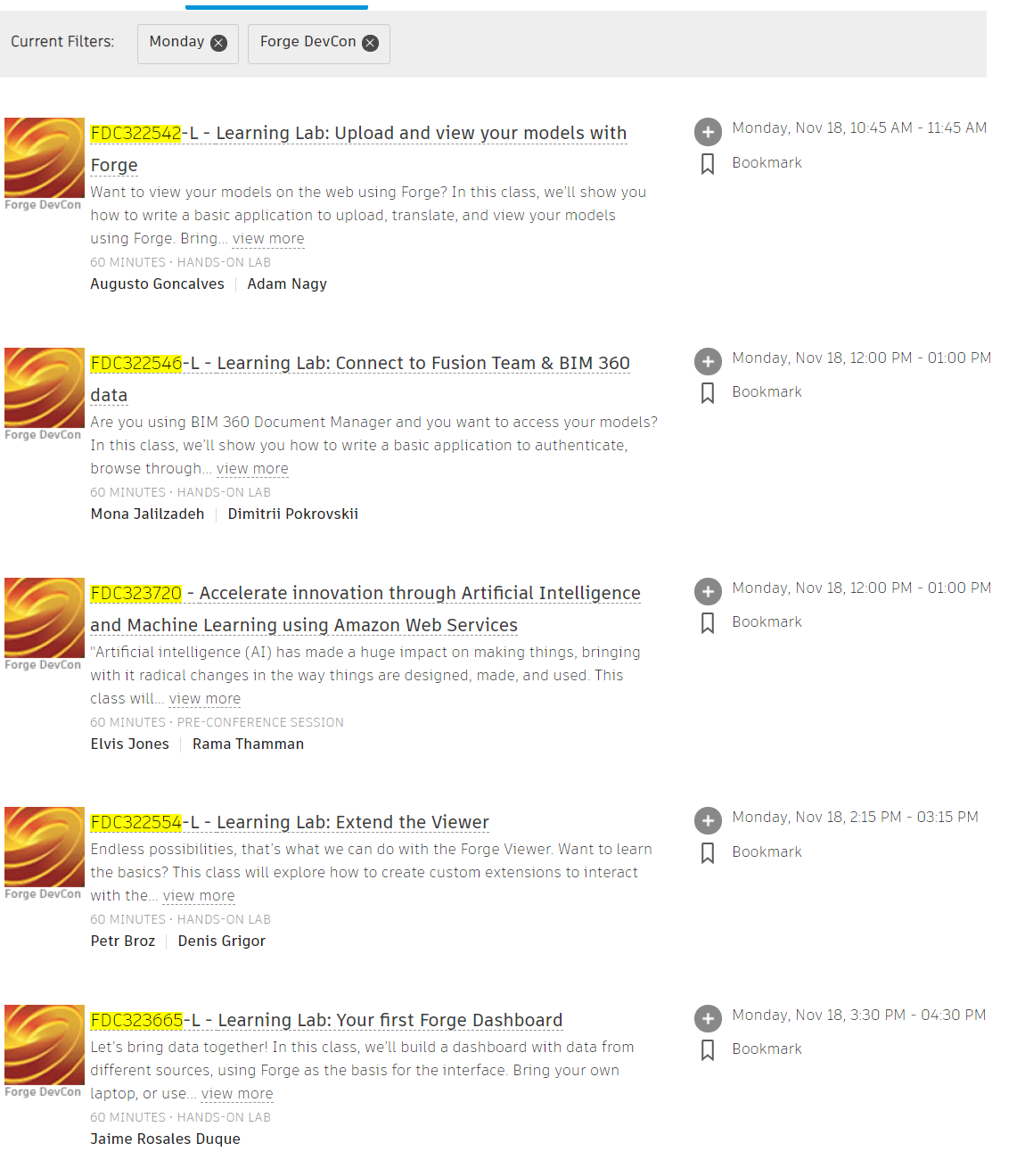 Forge DevCon Learning Labs on Monday