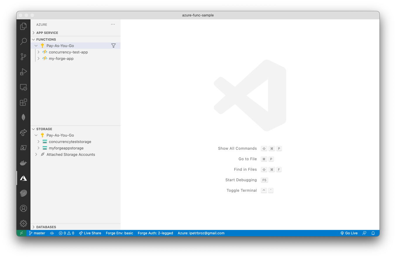 Visual Studio Code Azure sidebar - logged in