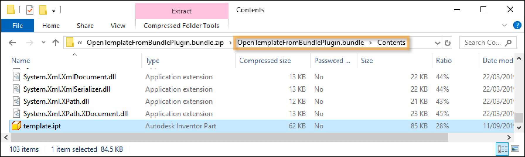 Template path in zip