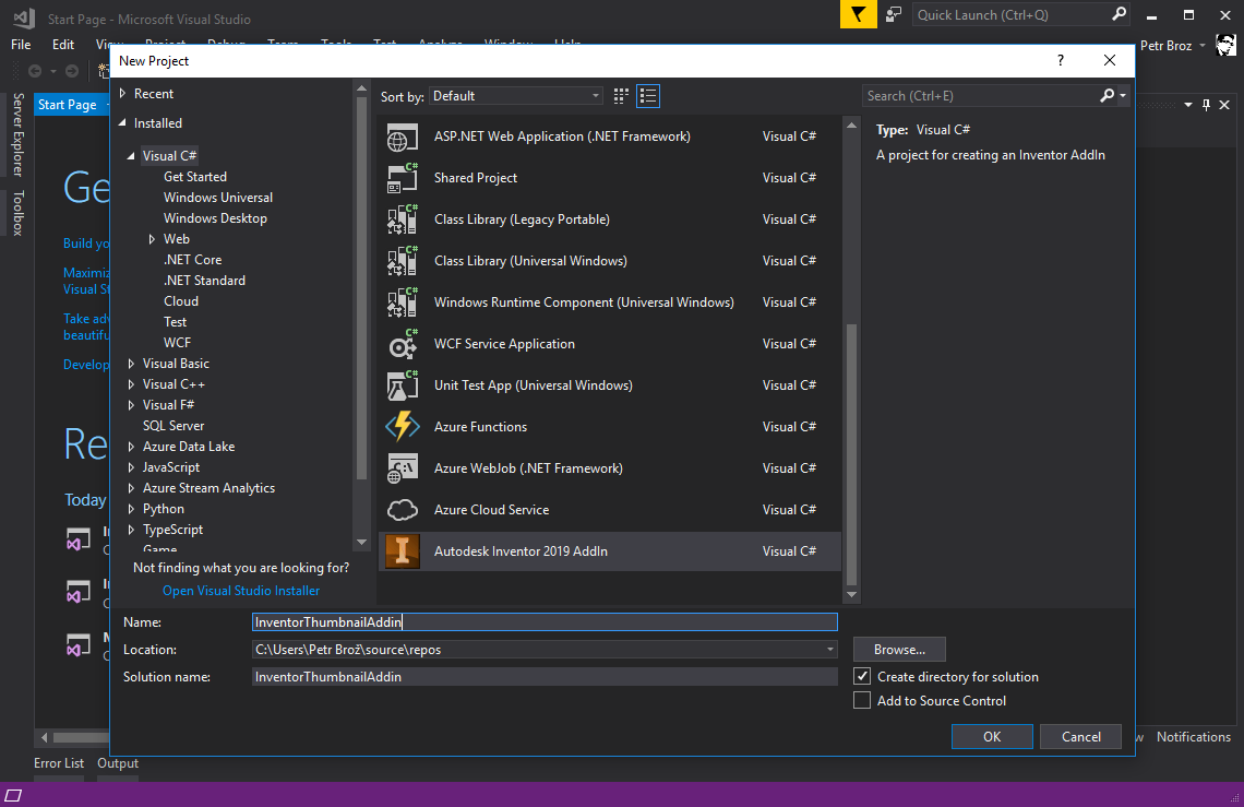 Creating new Visual Studio project