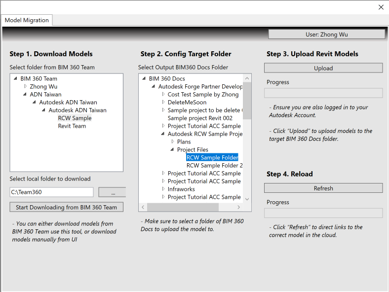 Revit Cloud Worksharing Model Migration Sample from BIM 360 Team to BIM 360 Docs